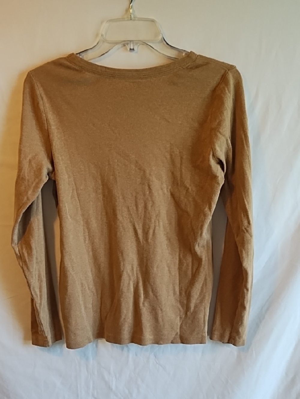 Lands' End Women's Long Sleeve Tee in Camel Brown - Picture 2 of 3
